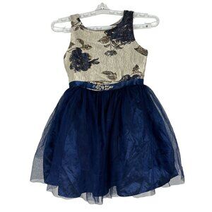Zunie Girls' Floral Embroidered Dress With Tulle Skirt - Size 8